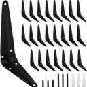 24Pcs 5 x 4 Inch Black Shelf Brackets, Heavy-Duty Metal Steel Corner L Brackets for Shelves Shelf, Bookshelf, Garden Boards, Wall Hanging Shelves Decoration Clapboard