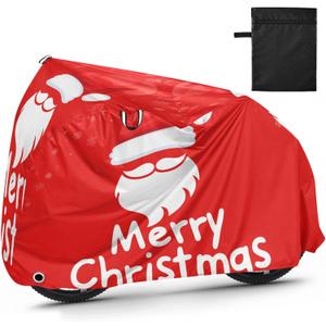 Kigai Merry Christmas Bike Cover Waterproof Outdoor UV Sun Rain Dust Proof Bicycle Cover with Storage Bag & Lock Hole for EBike Mountain Road Bike All Seasons