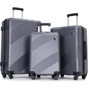Lightweight Luggage Set of 3pieces, Hardshell Travel Durable Suitcase Sets with Spinner Wheels TSA Lock, Carry-on,(20inch/24inch/28inch) Men and Women (Gray-0)