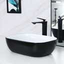 Davivy 17.9'' X 12.6'' Matte Black Oval Vessel Sink with Pop Up Drain,Bathroom Vessel Sinks,Bathroom Sinks Above Counter,Countertop Sink,Oval Bathroom Sink,Ceramic Vessel Sinks for Bathrooms