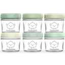 KeaBabies 6pk 4oz Glass Baby Food Containers with Lids - Leak-Proof, Microwavable Small Glass Jars, Baby Purees & Toddler Snack Storage Containers, BPA-Free, Dishwasher & Freezer Safe (Sage)