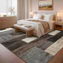 Modern Geometric Patchwork Rugs for Living Room, Soft Washable 4x6 Area Rug