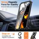 for iPhone 15 Magnetic Case with Stand & Screen Protector [Compatible with MagSafe] Non Slip Full Body Double Layer Heavy Duty Military Grade Shockproof Protection Cover, Black