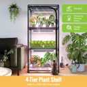 Indoor Greenhouse with Grow Light, 4-Tier Plant Stand with Zippered PVC Tent, Ventilation Window, Bottom Pouch, 20W Full Spectrum Plant Light with Timer for Seed Starting, 27"L x 19"W x 59"H