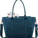 LOVEVOOK Teacher Tote Bag for Women, Quilted Work Tote Nurse Laptop Bag, Large Computer Shoulder Bags with Zipper for Travel (15.6 Inch, Blue Green-B)