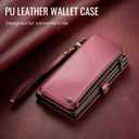 Defencase Compatible with Samsung Galaxy S23 Ultra Case Wallet with RFID Blocking Card Holder for Women, PU Leather Magnetic Snap Flip Zipper Strap Phone Case Fit for Galaxy S23 Ultra 5G, Wine Red