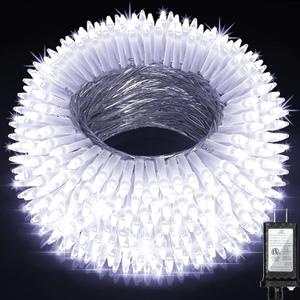 1500LED Christmas Lights Outdoor Use, 470ft 12 Modes Cool White LED String Lights with Timer Dimmable, Waterproof Christmas Lights for Tree Wedding Xmas Patio Fence Balcony Garden Decor Cool White