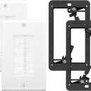 VCE Brush Wall Plate Cable Pass Through with Bracket, Decorator Cover for Low Voltage Cables - White, 2-Pack, 4.57"W x 4.51"H