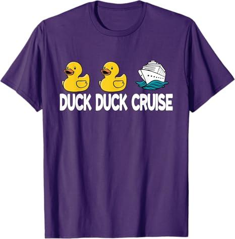 Duck Duck Cruise Funny Family Cruising Matching T-Shirt (Small, Purple)