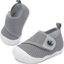 FEETCITY Baby First Walking Shoes Wide Baby Shoes Infant Sneakers Newborn Crib Shoe Barefoot Lightweight Slip On Shoe (Dark Grey, 6-12 Months Infant)