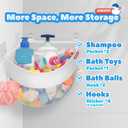 UNEEDE 4.32 Gallons Corner Mounted Bath Toy Storage Holder, Mesh Shower Caddy for Bathtub Organizer, Quick Dry Holder