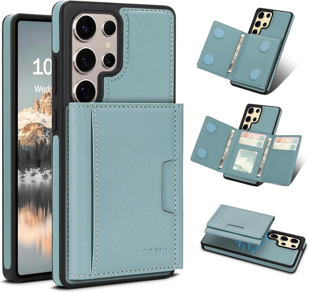 for Samsung Galaxy S26 Ultra Wallet Case, 2-in-1 Detachable Magnetic Wallet Case, Card Holder RFID Blocking, Fashionable Faux Leather Card Slot & Folding Design (Blue)