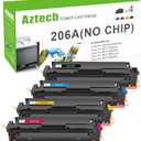 Aztech Compatible Toner Cartridges Replacement for HP 206A W2110A 206X W2110X for HP Color Pro MFP M283FDW M255DW M283CDW M283 M255 Printer Ink (Black Cyan Yellow Magenta, 4-Pack)