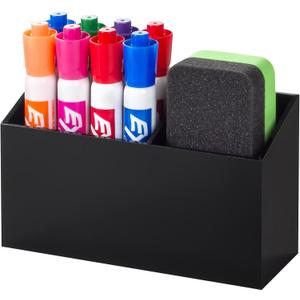 BEYGORM Magnetic Dry Erase Marker Holder for Whiteboard, Non-slip Acrylic Magnet Pen Holder for Fridge Refrigerator, Locker Organizer for Work, Locker Accessories, Pencil Cup for Desk (Black)