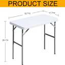 Folding Table 2.7ft Rectangular All-Occasion Plastic Folding Event Table for Indoor and Outdoor, Portable Desk, Camping, Durable and Stable, HDPE and Steel, Wide Application, White