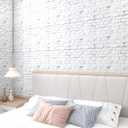 Brick Wallpaper Peel and Stick 17.71" X 394" Self Adhesive Gray Vinyl Film Contact Paper 3D Stone Stick On Waterproof Wallpapers Bathroom Bedroom Backsplash