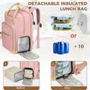 MATEIN Lunch Backpack for Women, Teacher Backpack with Lunch Compartment Detachable, Fit 15.6 Inch Laptop, College Computer Backpacks Meal Prep Work Bag Gift for Nurse Commute Office, Pink