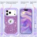 LONTECT for iPhone 17 Pro Case Glitter Sparkly Bling 3 in 1 Shockproof Heavy Duty Hybrid Sturdy High Impact Protective Cover Case for Apple iPhone 17 Pro 6.3 inch 2025,Purple