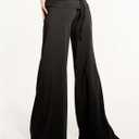 MakeMeChic Women's Y2k Wide Leg Ruched Foldover Drawstring Pants Low Waist Palazzo Trousers (Black, S)