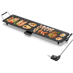 KOTEK 35" Electric Griddle, Nonstick Extra Large XL Teppanyaki Grill 2000W
212℉–464℉, Long Flat Top Skillet w/ 5 Temp Settings, Drip Tray & Cool Handles for Indoor/Outdoor/BBQ/Pancake/Breakfast