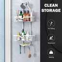 Shower Caddy Hanging, Bathroom Shower Rack, Bathroom Organizer with Soap Dish, Over The Showerhead Caddy with Hooks for Razor/Sponge, Soft White (Assembly Required)