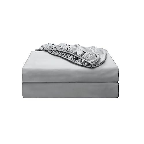 Pure Cotton Fitted Sheet King Size, 600 Thread Count 16" Deep Pocket Egyptian Cotton Fitted Sheet King, Gray