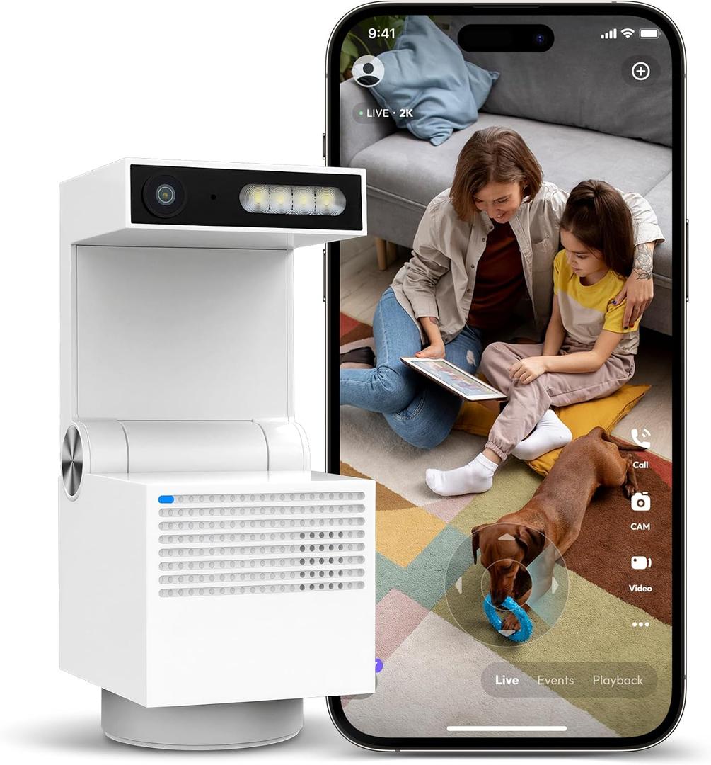 Genie S 2.5K HD Indoor Security Camera with No Monthly Fee, 64GB Built-in Storage2-Way Audio, Privacy Protection, Motion Tracking for Baby & Pet, 350 Pan & 135 Tilt, Compatible with Alexa