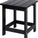LZRS Adirondack Square Outdoor Side Table, Pool Composite Patio Table,HDPE End Tables for Backyard,Pool, Indoor Companion, Easy Maintenance & Weather Resistant(Black) (a:Square Table)