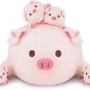 Achwishap 5PCS Pig Family,Pig Stuffed Animal Mommy with 4 Pig Babies Plush,Cute Pig Plush Pillow Cushion Doll,Kawaii Pig Plush Toy Hugging Pillow for Kids Adults Birthday Gifts(16 Pig Family)