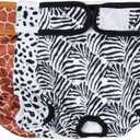 wegreeco Washable Dog Diapers (3 Pack), Highly Absorbent Dog Diapers for Female Dogs, Female Dogs in Heat, Period, Incontinence, or Excitable Urination (Zebra, Giraffe, Spotty, Large) (Large (15"-17" Waist))