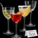 Physkoa Nick and Nora Cocktail Glasses Set of 4 5 oz Hand Blown 100% Lead-Free Crystal Ribbed Martini, Manhattan, Espresso Coupe Glasses for Home Bar, Birthday Wedding Housewarming Gifts