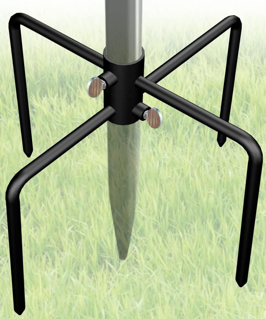 Garbuildman Pole Stabilizer Stand Base with 4 Prongs for Outdoor Bird Feeder Pole, In-Ground Support Applies to 0.74 to 1.1 Shepherds Hook, Black, 1 Pack, Measure Before Purchase