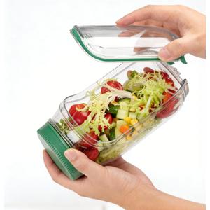 Original Side-Open Salad Pod Jar with Lid - Plastic Snack Box for Home, Outdoor, Travel & Party