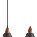 2 Pack Pendant Lights, Black Pendant Lights Kitchen Island,Wood Dome Minimalist Industrial Ceiling Hanging Lights for Kitchen Island, Barn, Dining Room, Living Roo m, Bedroom