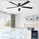 ZMISHIBO 60 Inch Ceiling Fan with Light, App&Remote Control, Flush Mount Low Profile, Dimmable 20W LED Light, Quiet Reversible Motor for Bedroom, Living Room, Apartment, Black