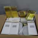 Bestluck 700PCS Gold Plastic Dinnerware Set for 100 Guests, Disposable Plates for Party, Include 100 Gold Dinner Plates, 100 Dessert Plates, 100 Set Silverware, 100 Cups, 100 Napkins