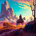 TUMOVO Cowboy Paint by Number for Adults, Landscape Paint by Number Kits, Abstract Number Painting for Adults with Brushes and Pigment, Painting for Wall Decor, 16x20 Inch