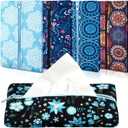 5 Pieces Tissues Purse Pocket Tissue Holder Reusable Travel Pouch Fabric Zipper Enclosed Small Size Flower Pattern Holder for Purse Coins for Christmas, 5.25 x 3 Inches (Floral Style)