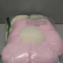 Pink Flower Pillows, Cute Decorative Flower Shaped Throw Pillow with Faux Rabbit Fur, 14.9" Soft Flower Plush Throw Pillow Floor Pillows Room Décor for Bedroom Living Room (Pink and Beige)