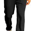 JMIERR Men's Casual Drawstring Pants Elastic Waist Lightweight Pant Summer Beach Trouser with Pockets (Black, L)