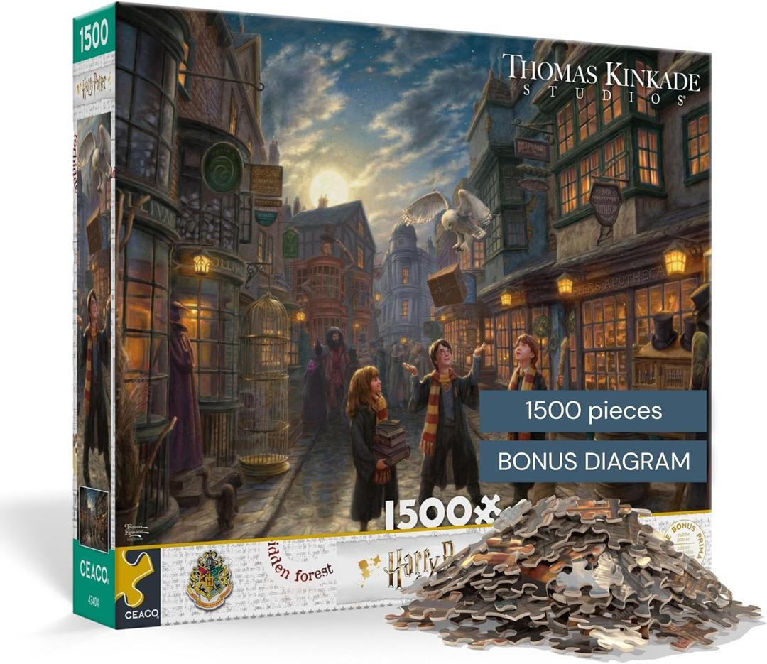Ceaco - Thomas Kinkade Studios Harry Potter Diagon Alley 1500 Piece Jigsaw Puzzle with Bonus Poster
