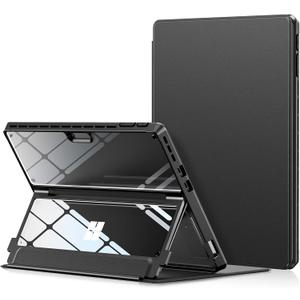 INFILAND Microsoft Surface Pro 11/10/9 Case, Military-Grade Drop Protection High Clearity Case Leather Cover Designed for Surface Pro 11th Edition AI, Work with Type Cover Keyboard, Black