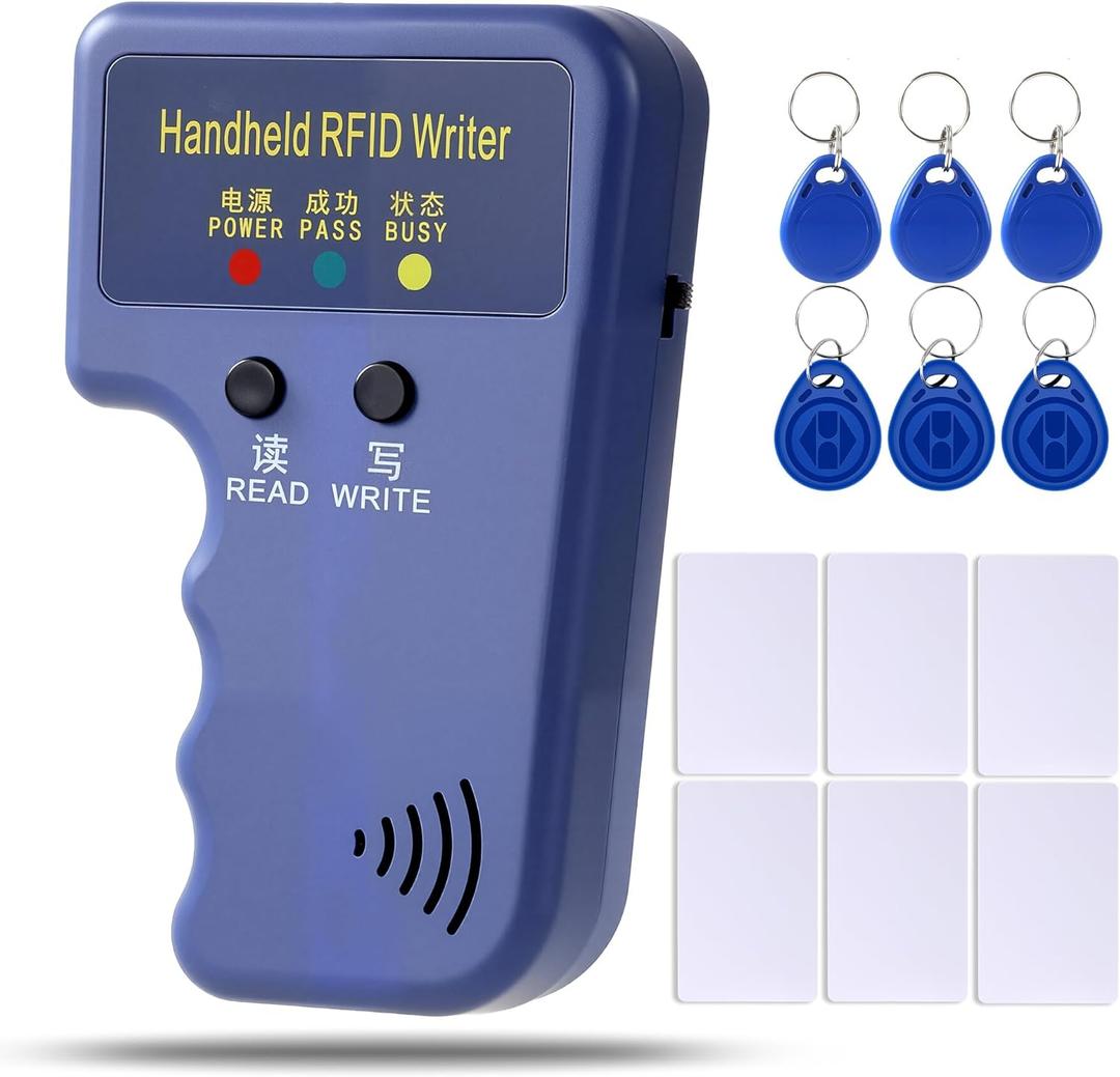 125KHz RFID Copier  Handheld ID Card Writer with 6 Key Fobs & 6 Blank Cards,Compatible with T5577 & More