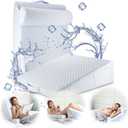 Nestl Bed Wedge Pillow - Wedge Pillow for Sleeping to Reduce Acid Reflux, Wedge Pillows for After Surgery 8-in-1 Triangle Pillow Wedge, Cooling Gel Memory Foam Wedge Snoring Pillow -7.5 Inch (White/Blue)