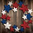 MorningRo Metal Patriotic Wreaths for Front Door 250th Anniversary Red White Blue Star 4th of July Wreaths Independence Day Hanging Vintage Rustic Independence Day Welcome Sign for Porch Wall Home