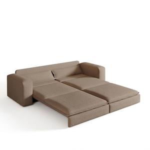 KEIKI 93" King Size Sleeper Sofa Bed, 3 in 1 Convertible Sleeper Sofa, Pull Out Sofa Bed, 3 Seat Teddy Couch with 2 Lumbar Pillows for Living Room, Apartment, Office, Studies, Camel