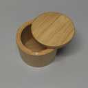 Salt Cellar, Bamboo Salt Container with Lid, Solid Salt Box Holder with 360 Swivel Lid for Countertop to Store Pepper Spice, Elegant Flaky Salt Containers Bowl on Your Kitchen, 6OZ