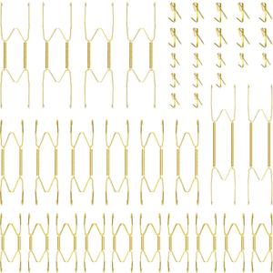 Hotop 20 Pieces Invisible Wall Plate Hangers 4/5/6/8/10 Inches Wall Plate Hangers Stainless Steel Decorative with 20 Pieces Hook with Nails for Decorative Antique and Arts(Gold)