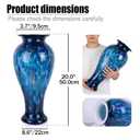 20" Tall Teal Glass Vases,Large Hand Blown Sea Glass Flowers Vase for Floor,Jarrones Grandes para Sala Elegantes, Pretty Modern Ocean Blue Flowers Vases for Living Room Wedding Decor