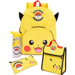 Pokmon Pikachu Kids Backpack Set | 4-Piece School Bag with Lunch Bag, Pencil Case & Water Bottle